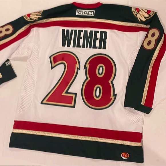 CCM Minnesota Wild Official NHL White Size XL Jersey Player Wiemer #28